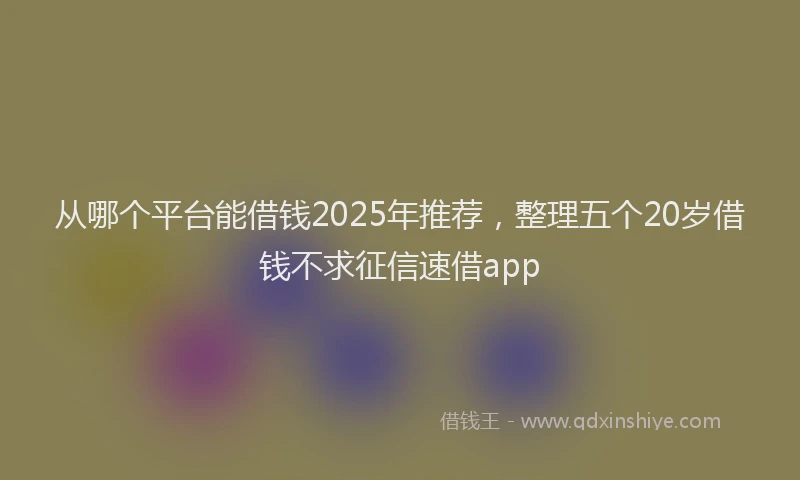 从哪个平台能借钱2025年推荐，整理五个20岁借钱不求征信速借app