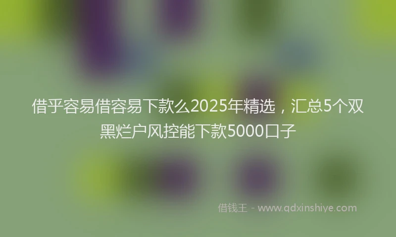 借乎容易借容易下款么2025年精选，汇总5个双黑烂户风控能下款5000口子