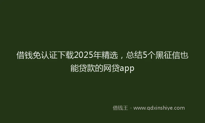 借钱免认证下载2025年精选，总结5个黑征信也能贷款的网贷app