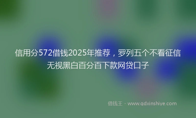 信用分572借钱2025年推荐，罗列五个不看征信无视黑白百分百下款网贷口子