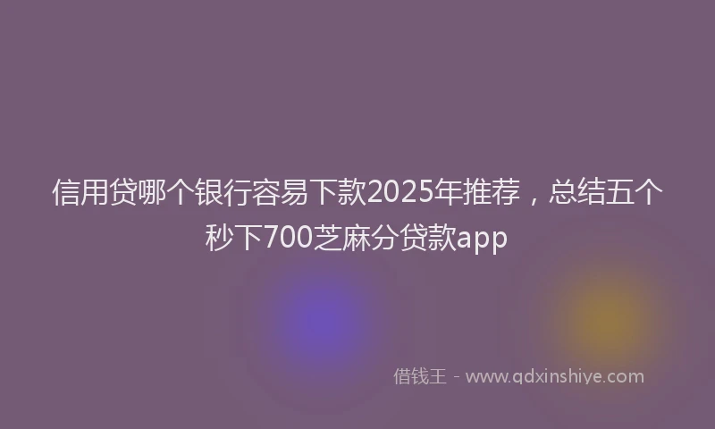 信用贷哪个银行容易下款2025年推荐，总结五个秒下700芝麻分贷款app