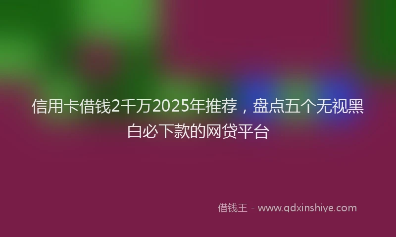 信用卡借钱2千万2025年推荐，盘点五个无视黑白必下款的网贷平台