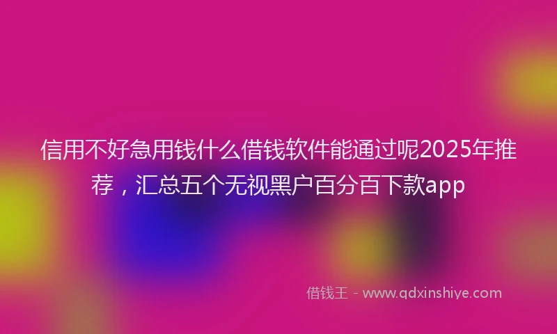 信用不好急用钱什么借钱软件能通过呢2025年推荐，汇总五个无视黑户百分百下款app
