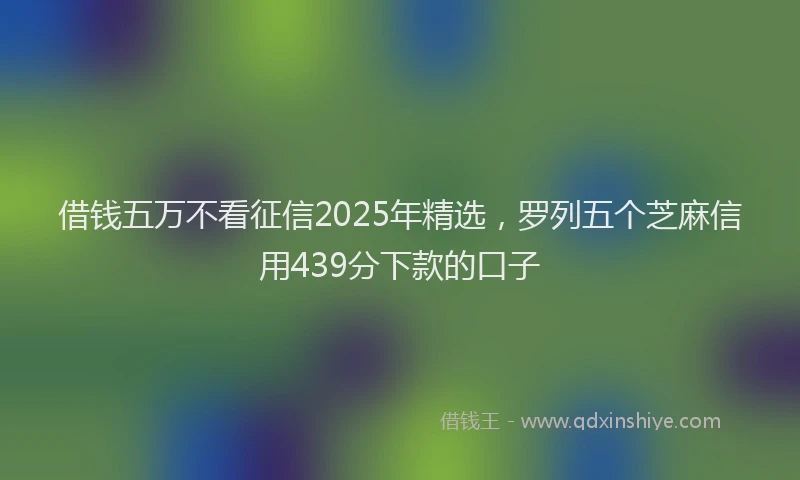 借钱五万不看征信2025年精选，罗列五个芝麻信用439分下款的口子