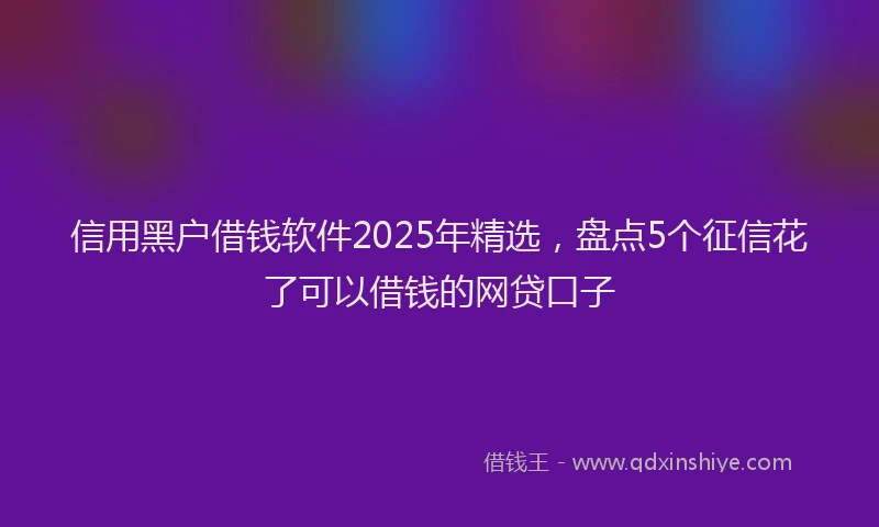 信用黑户借钱软件2025年精选，盘点5个征信花了可以借钱的网贷口子
