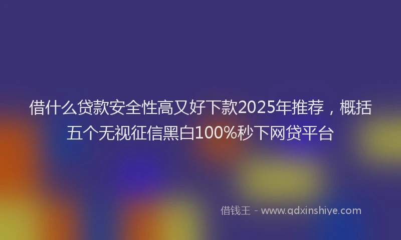借什么贷款安全性高又好下款2025年推荐，概括五个无视征信黑白100%秒下网贷平台