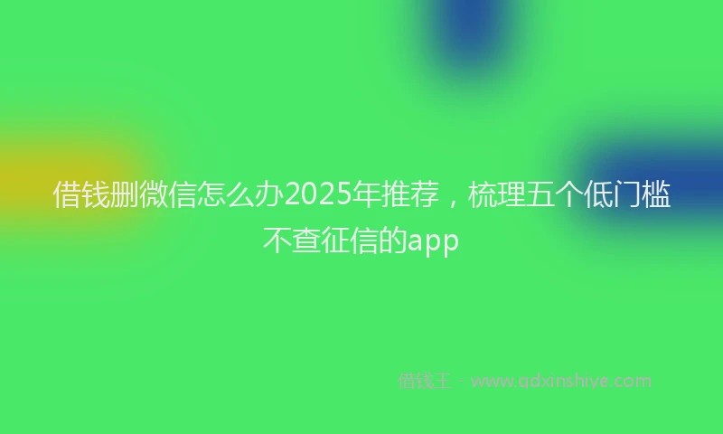 借钱删微信怎么办2025年推荐，梳理五个低门槛不查征信的app