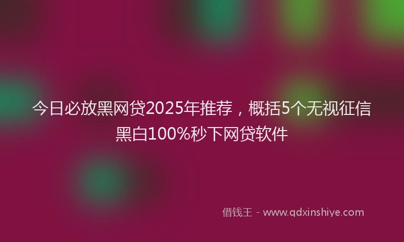 今日必放黑网贷2025年推荐，概括5个无视征信黑白100%秒下网贷软件