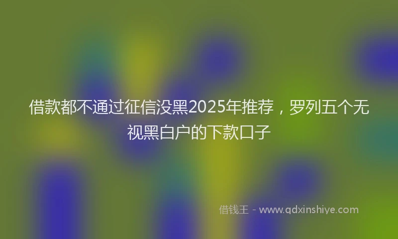 借款都不通过征信没黑2025年推荐，罗列五个无视黑白户的下款口子