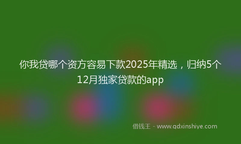 你我贷哪个资方容易下款2025年精选，归纳5个12月独家贷款的app