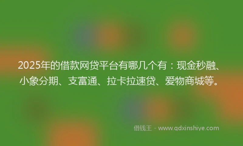 2025年的借款网贷平台有哪几个有：现金秒融、小象分期、支富通、拉卡拉速贷、爱物商城等。
