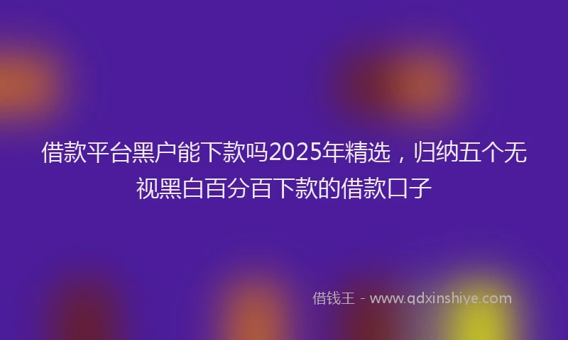 借款平台黑户能下款吗2025年精选，归纳五个无视黑白百分百下款的借款口子