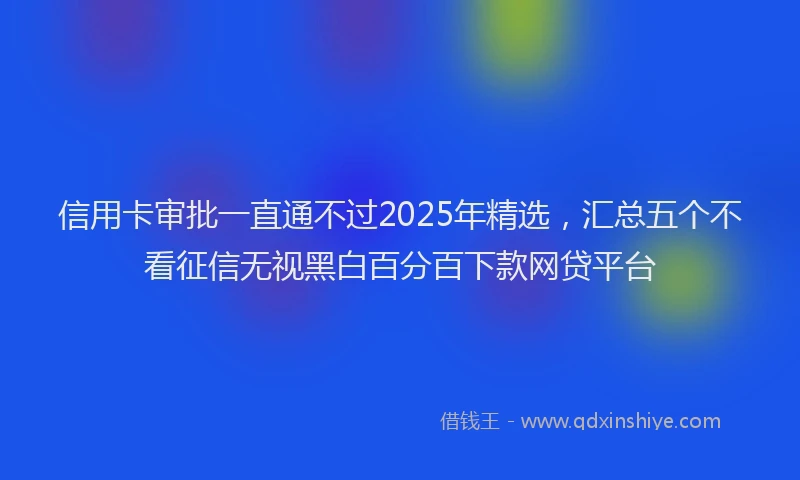 信用卡审批一直通不过2025年精选，汇总五个不看征信无视黑白百分百下款网贷平台