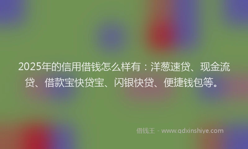 2025年的信用借钱怎么样有：洋葱速贷、现金流贷、借款宝快贷宝、闪银快贷、便捷钱包等。