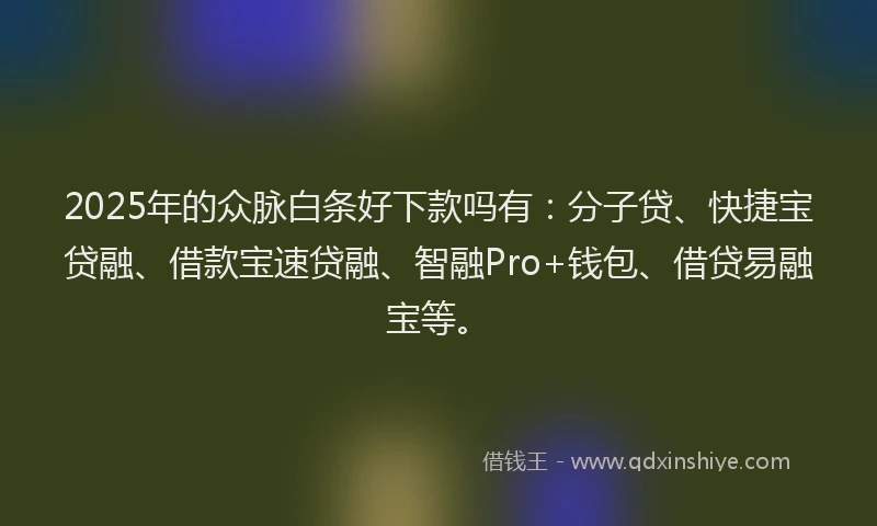 2025年的众脉白条好下款吗有：分子贷、快捷宝贷融、借款宝速贷融、智融Pro+钱包、借贷易融宝等。