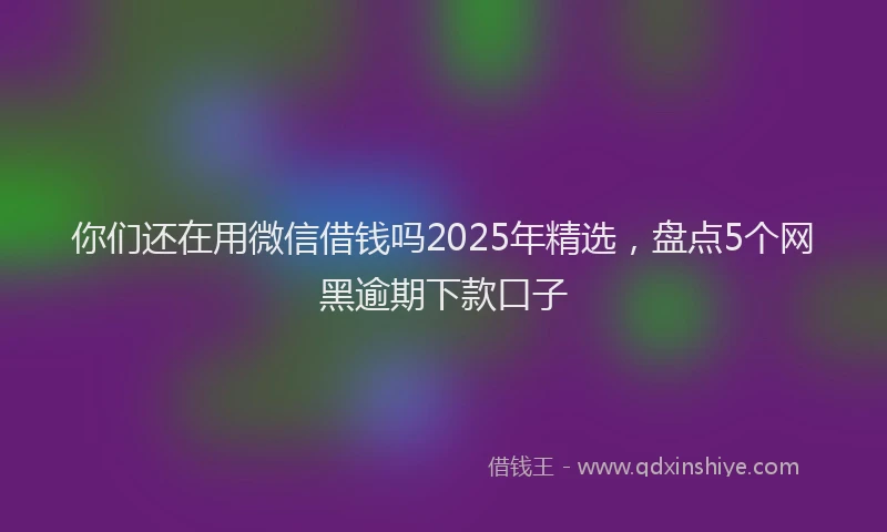 你们还在用微信借钱吗2025年精选，盘点5个网黑逾期下款口子