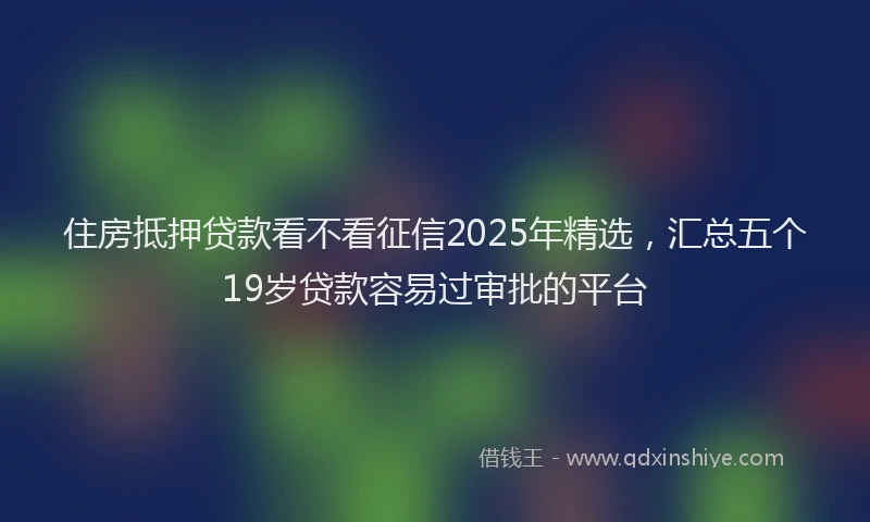 住房抵押贷款看不看征信2025年精选，汇总五个19岁贷款容易过审批的平台