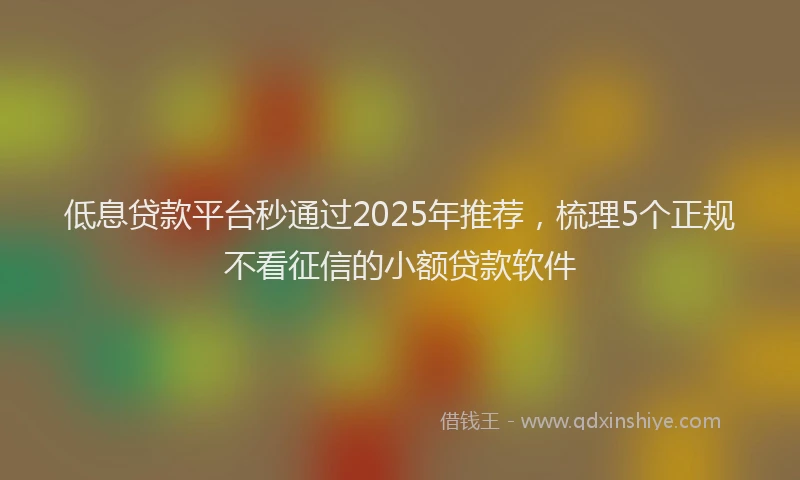低息贷款平台秒通过2025年推荐，梳理5个正规不看征信的小额贷款软件