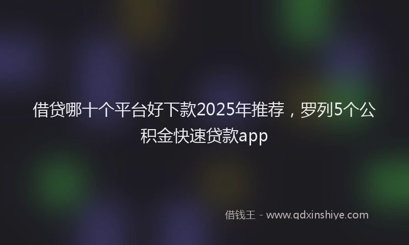 借贷哪十个平台好下款2025年推荐，罗列5个公积金快速贷款app