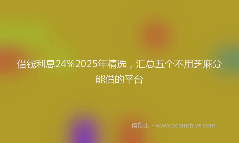 借钱利息24%2025年精选，汇总五个不用芝麻分能借的平台