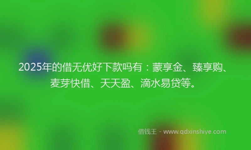 2025年的借无优好下款吗有：蒙享金、臻享购、麦芽快借、天天盈、滴水易贷等。