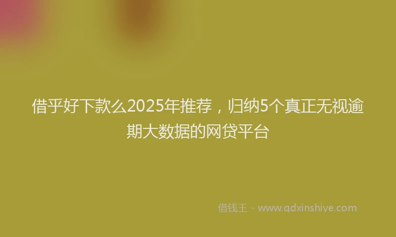 借乎好下款么2025年推荐，归纳5个真正无视逾期大数据的网贷平台