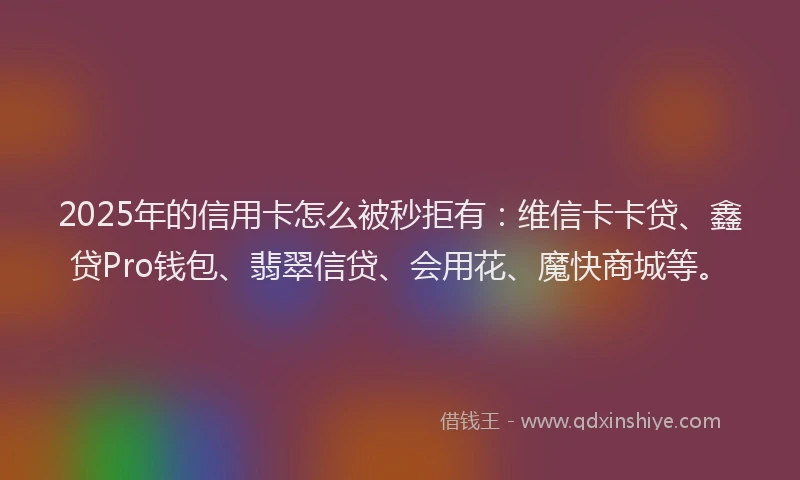 2025年的信用卡怎么被秒拒有：维信卡卡贷、鑫贷Pro钱包、翡翠信贷、会用花、魔快商城等。