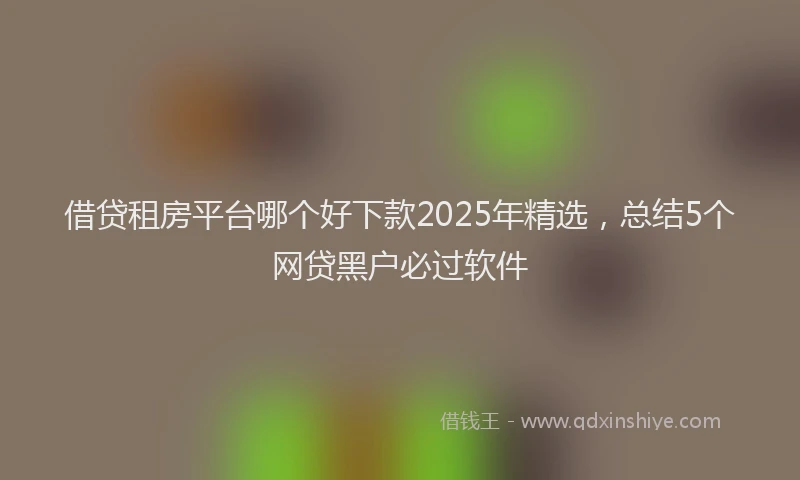 借贷租房平台哪个好下款2025年精选，总结5个网贷黑户必过软件