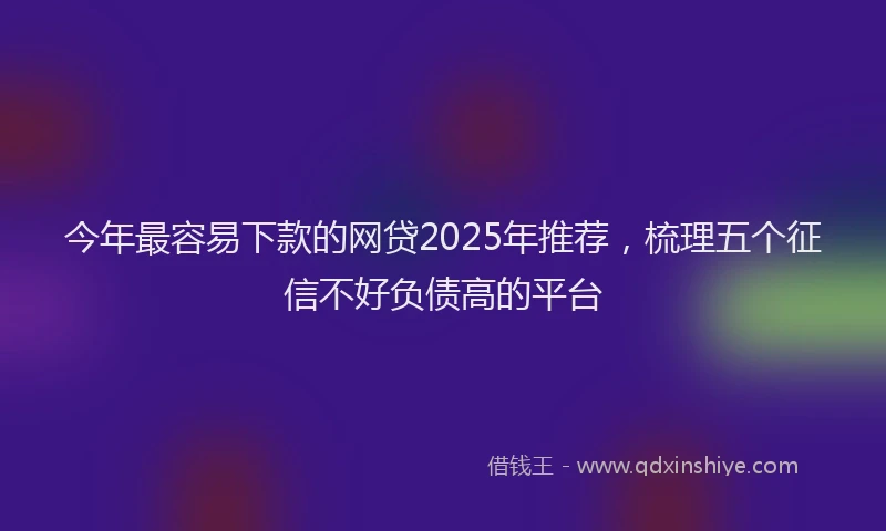 今年最容易下款的网贷2025年推荐，梳理五个征信不好负债高的平台