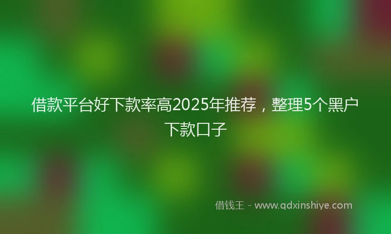 借款平台好下款率高2025年推荐，整理5个黑户下款口子