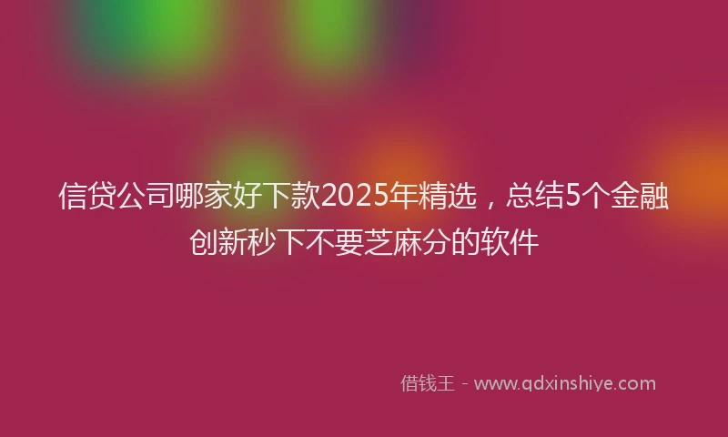 信贷公司哪家好下款2025年精选，总结5个金融创新秒下不要芝麻分的软件