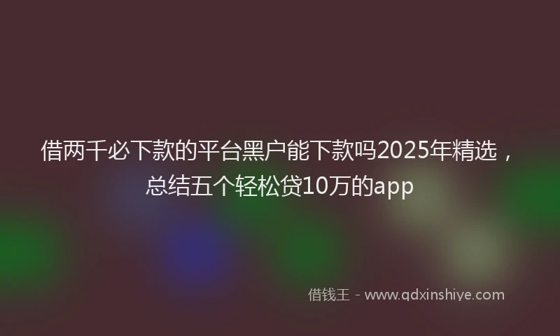 借两千必下款的平台黑户能下款吗2025年精选，总结五个轻松贷10万的app