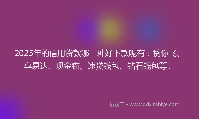 2025年的信用贷款哪一种好下款呢有：贷你飞、享易达、现金猫、速贷钱包、钻石钱包等。