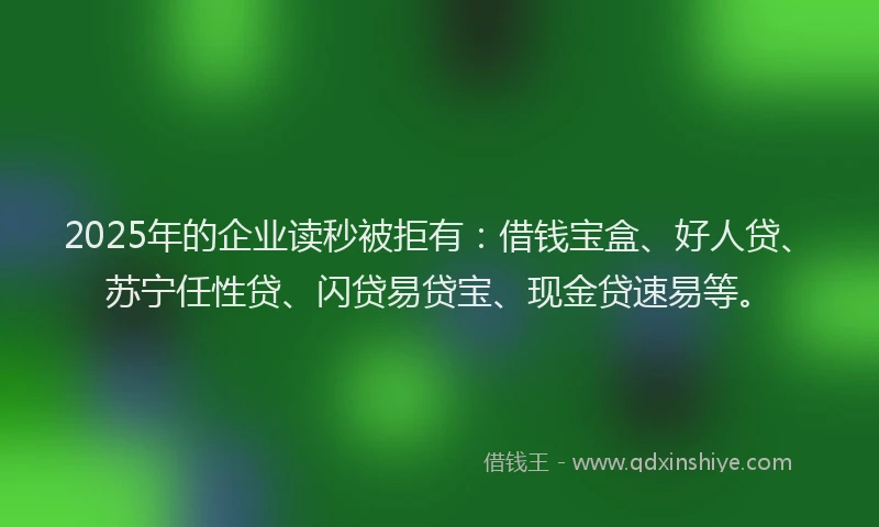2025年的企业读秒被拒有：借钱宝盒、好人贷、苏宁任性贷、闪贷易贷宝、现金贷速易等。