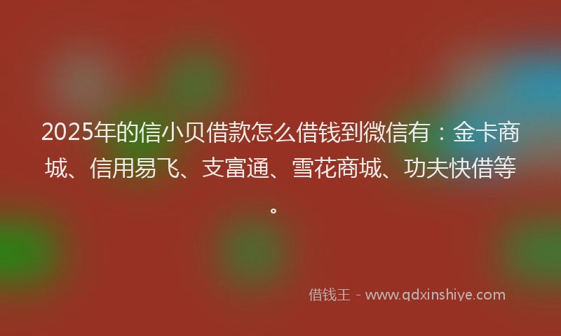 2025年的信小贝借款怎么借钱到微信有：金卡商城、信用易飞、支富通、雪花商城、功夫快借等。