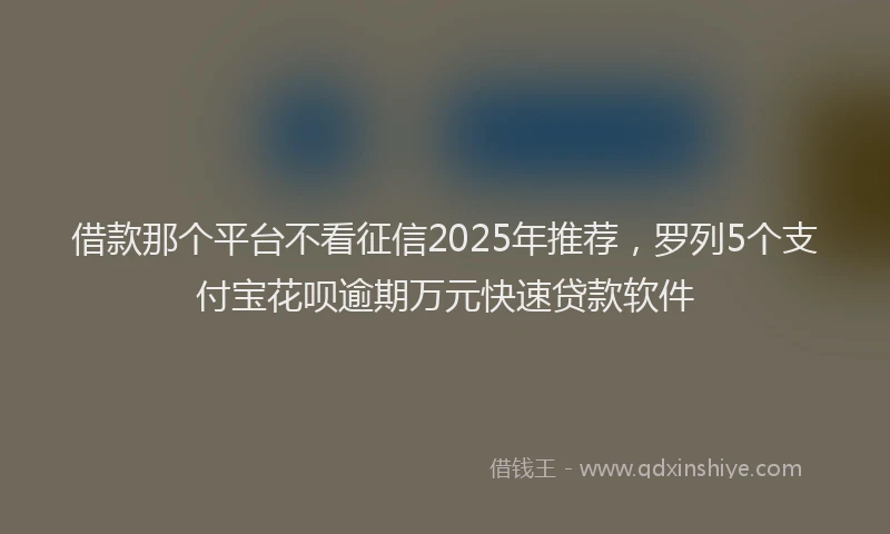 借款那个平台不看征信2025年推荐，罗列5个支付宝花呗逾期万元快速贷款软件