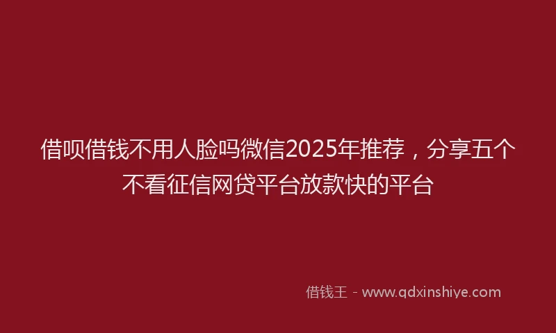 借呗借钱不用人脸吗微信2025年推荐，分享五个不看征信网贷平台放款快的平台