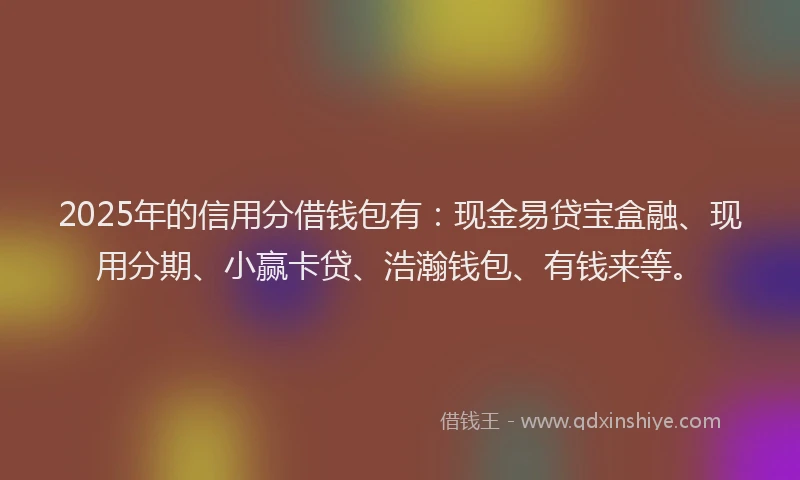 2025年的信用分借钱包有：现金易贷宝盒融、现用分期、小赢卡贷、浩瀚钱包、有钱来等。