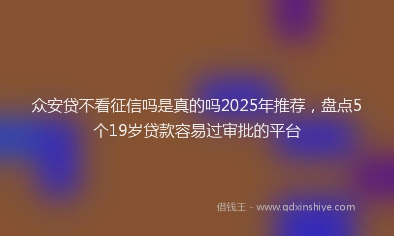 众安贷不看征信吗是真的吗2025年推荐，盘点5个19岁贷款容易过审批的平台