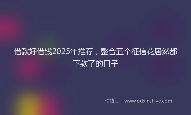 借款好借钱2025年推荐，整合五个征信花居然都下款了的口子