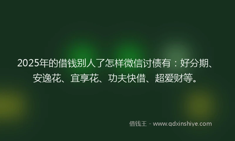 2025年的借钱别人了怎样微信讨债有：好分期、安逸花、宜享花、功夫快借、超爱财等。