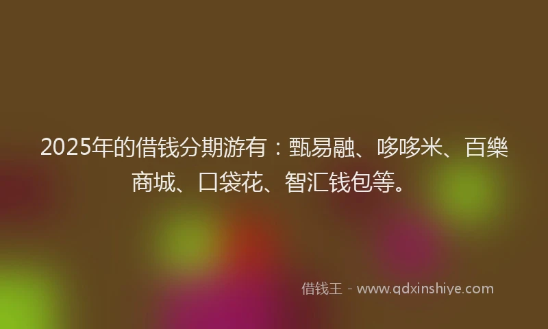 2025年的借钱分期游有：甄易融、哆哆米、百樂商城、口袋花、智汇钱包等。