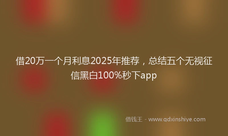 借20万一个月利息2025年推荐，总结五个无视征信黑白100%秒下app