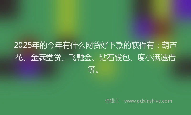 2025年的今年有什么网贷好下款的软件有：葫芦花、金满堂贷、飞融金、钻石钱包、度小满速借等。