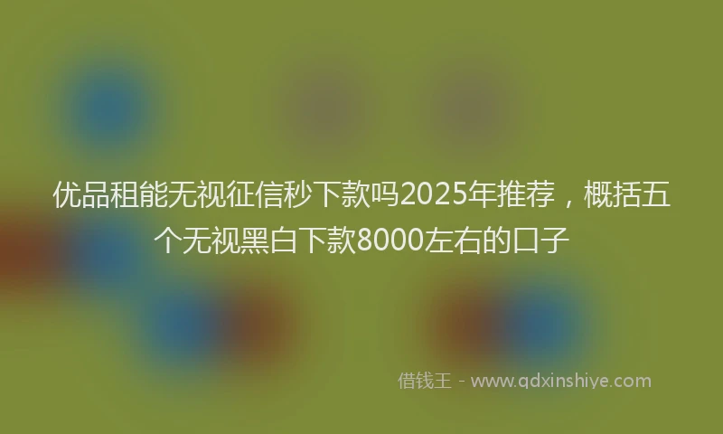 优品租能无视征信秒下款吗2025年推荐，概括五个无视黑白下款8000左右的口子