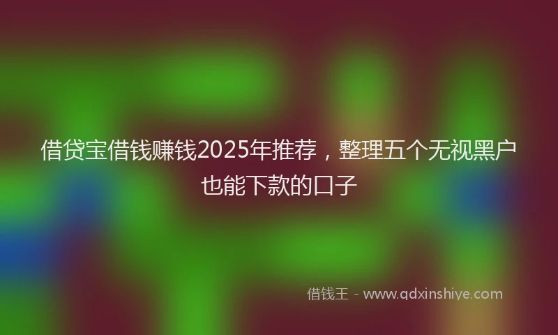 借贷宝借钱赚钱2025年推荐，整理五个无视黑户也能下款的口子