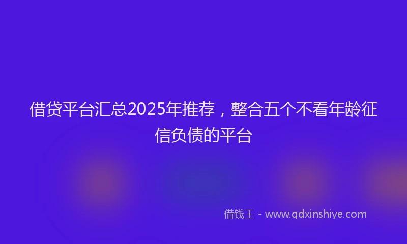 借贷平台汇总2025年推荐，整合五个不看年龄征信负债的平台