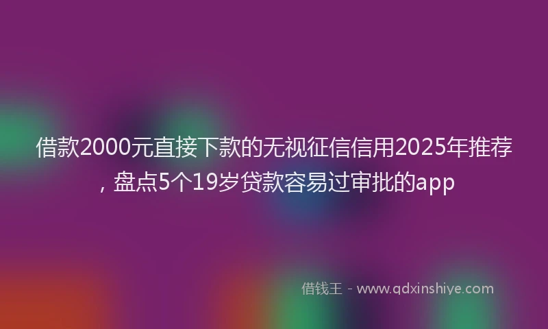 借款2000元直接下款的无视征信信用2025年推荐，盘点5个19岁贷款容易过审批的app