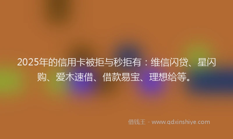 2025年的信用卡被拒与秒拒有：维信闪贷、星闪购、爱木速借、借款易宝、理想给等。