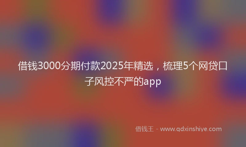 借钱3000分期付款2025年精选，梳理5个网贷口子风控不严的app
